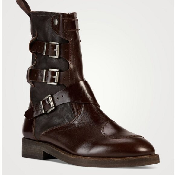 Free People "We The Free" Leather Buckle Boots Chicory Coffee EU 39.5 - US 9.5 - Picture 5 of 14